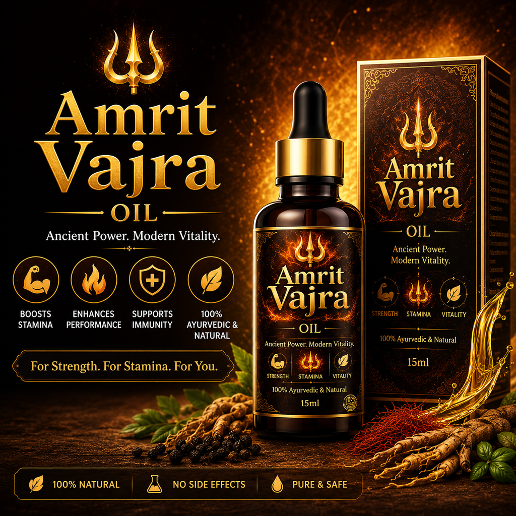 Amrit Vajra Oil | 100% Ayurvedic Herbal Massage Oil for Strength, Stamina & Vitality (15ml)