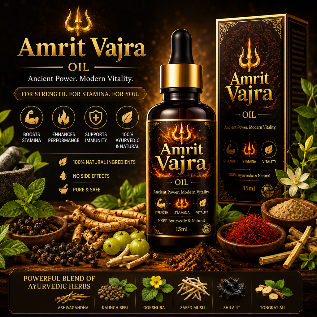 Amrit Vajra Oil | 100% Ayurvedic Herbal Massage Oil for Strength, Stamina & Vitality (15ml)